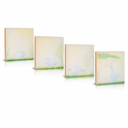 Green Fog Gf0007 Safari Sidekicks Canvas Gallery Wrapped Art - 4pc. Set