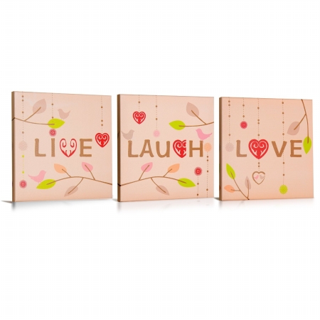 Green Fog Gf0009 Live, Love, Laugh Canvas Gallery Wrapped Art - 3pc. Set
