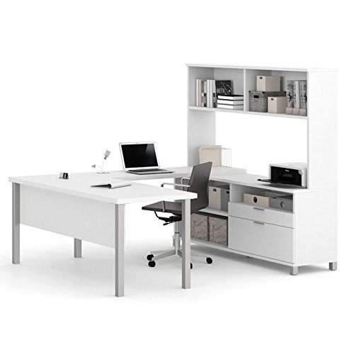 Bestat 120860-17 U-desk With Hutch In White