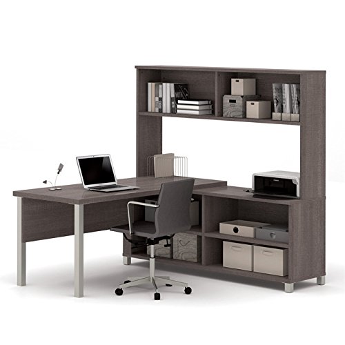 Bestat 120862-47 L-desk With Hutch In Bark Grey