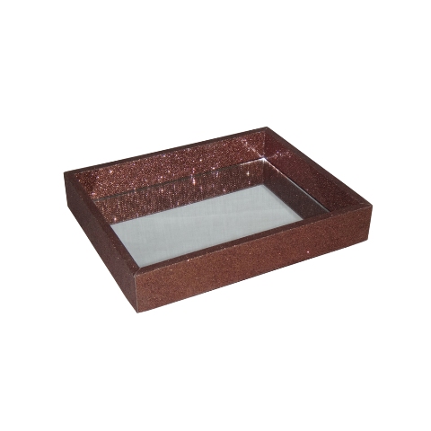 Fp-4059bzg Small Bronze Glitter Tray With Mirror Base