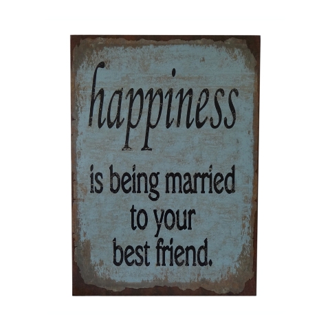 Fp-4091 Wall Sign Inscribed - Happiness Is Being Married To Your Best Friend