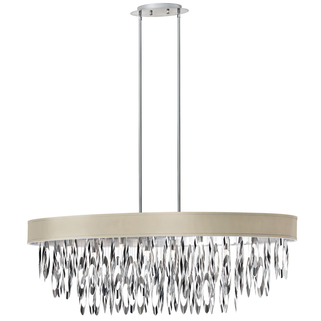 8 Light Oval Chandelier With Pebble Shade