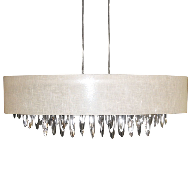 8 Light Oval Chandelier With Cream Shade Polished Chrome