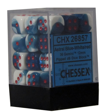 Gemini 7 12mm D6 Astral Blue And White With Red Dice