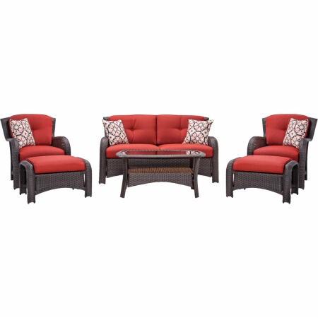 Strathmere6pcred Strathmere 6 Pieces Deep Seating Set