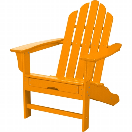Hvlna15ta All-weather Adirondack Chair With Attached Ottoman, Tangerine
