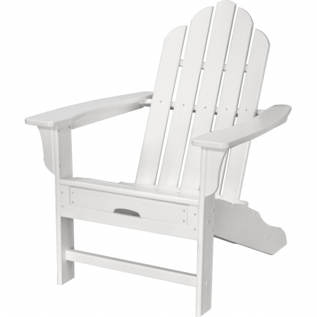 Hvlna15wh All-weather Adirondack Chair With Attached Ottoman, White