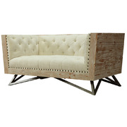 Armen Art Furniture Lcre2cr Regis Cream Loveseat With Pine Frame And Gunmetal Legs