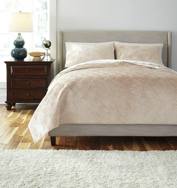 UPC 024052289022 product image for AshleyFurniture Q451003Q Patterned Golden Beige Queen Comforter Set | upcitemdb.com