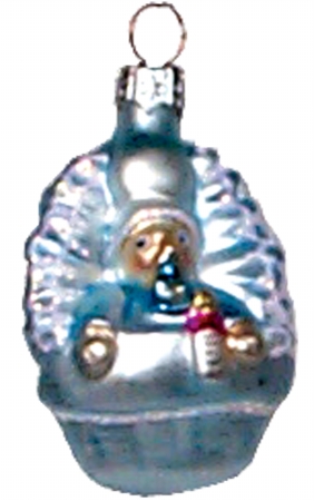 Gl1093b Polish Glass Hand-blown Ornament - Blue Baby