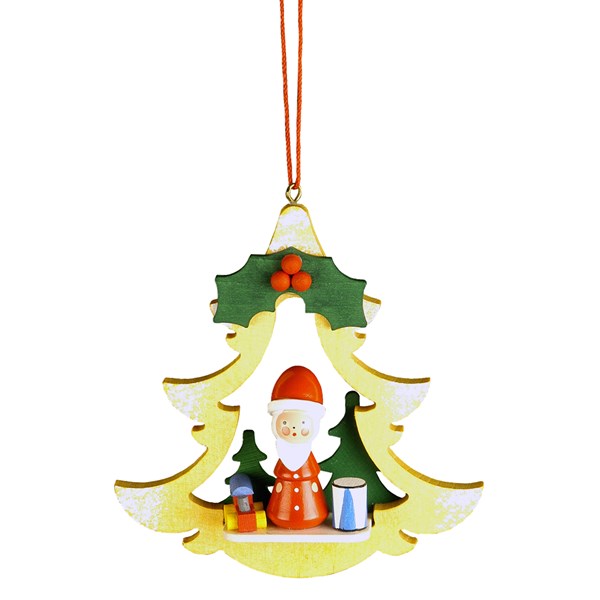 Christian Icht Ornament - Santa In Yellow Tree