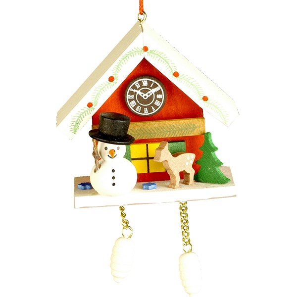 Christian Icht Ornament - Snowman With Red Cuckoo