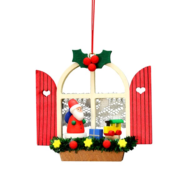 Christian Icht Ornament - Window With Santa