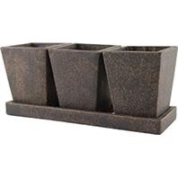 052014 Weathered Brown Urban Earth Trio Garden Planter With Tray