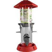 061086 2-in-1 Hinged-port Bird Feeder, Red And Clear - 1.5 Lbs.