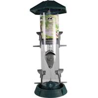 061089 2-in-1 Hinged-port Bird Feeder, Green And Clear- 1.75 Lbs.