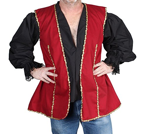 Alexander Costume 14-041-r Mens Buccaneer Vest, Red - Medium