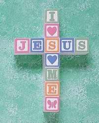 401155 Wall Cross-jesus Loves Me Blocks-pastel