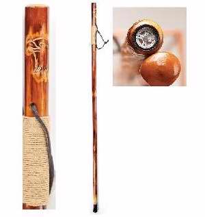104492 Walking Stick With Built - In Compass On Top - Eagle 48 In.
