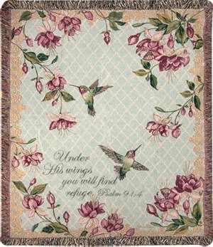 93331 Throw Rubys Among The Fuchsias & Under His Wings - Tapestry - 50 X 60