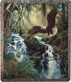 93334 Throw Eagles Flight Under His Wings Psalm 91 - 4 - Tapestry - 50 X 60