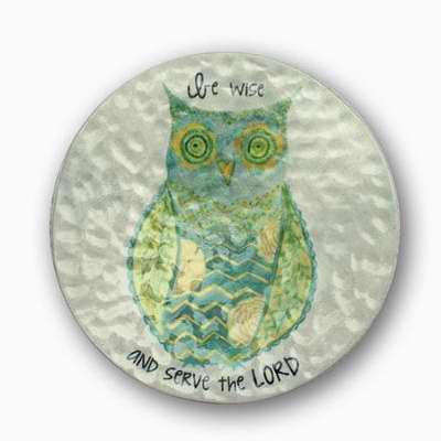 Trinket Dish-owl-be Wise And Serve The Lord-metal - 3.25