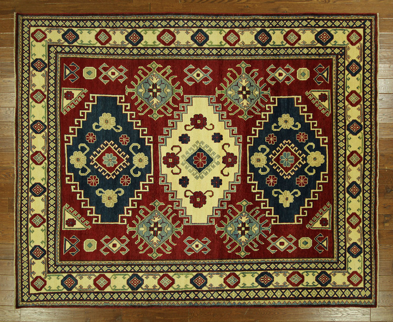 H7106 Messa Oriental Red 8 X 10 Super Kazak Hand Knotted Wool Area Rug