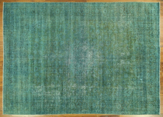 Blue-green Overdyed Tabriz 10 X 14 Ft. Oriental Hand Knotted Wool Area Rug