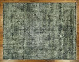 H7324 Wool Hand Knotted Gray Silver Wash Overdyed Oriental 9 Ft. 4 In. X 12 Ft. 10 In. Rug