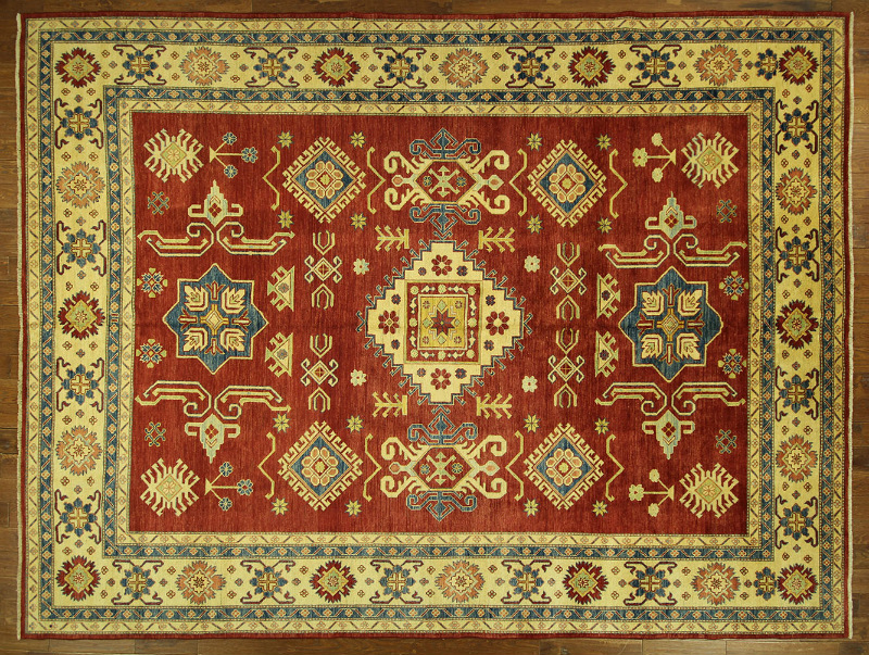 11 X 14 Ft. Red Pakistani Super Kazak Geometric Hand Knotted Wool Area Rug