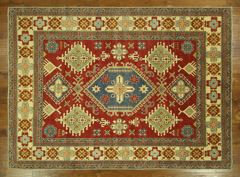H6864 Hand Knotted Red Super Kazak Composites Of Designs 9 X 12 Ft. Wool Area Rug
