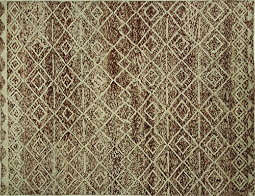 H7674 Hand Knotted Bamboo Silk 9 X 12 Burgundy & Ivory Oriental Wool Area Rug