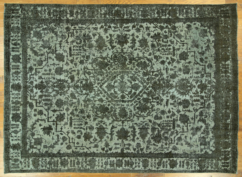 H7683 Unique High 9 X 12 Hand Knotted Wool Floral Blue Overdyed Area Rug