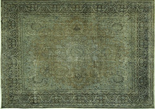 H7701 Traditional Veg Dyed Overdyed Blue 10 X 13 Oriental Hand Knotted Wool Rug
