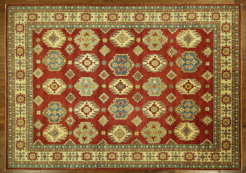 H7708 Traditional Red Super Kazak Hand Knotted Oriental 10 X 13 Ft. Wool Area Rug