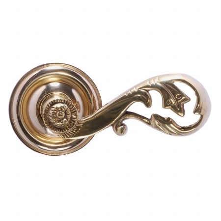 Netropol Rosette With Champagne Lever Passage Knob - Polished Brass