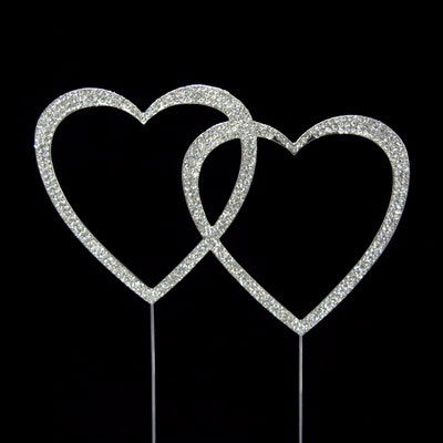 33014-hearts Silver Cake Topper - Hearts