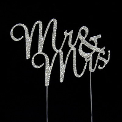 33014-mr&mrs Silver Wedding Cake Topper - Mr & Mrs