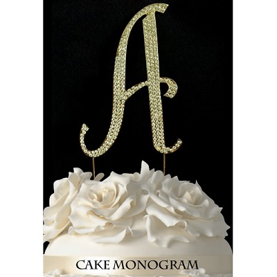 33015-ag Monogram Cake Toppers - Gold Rhinestone - A
