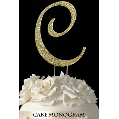 33015-cg Monogram Cake Toppers - Gold Rhinestone - C