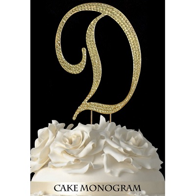 33015-dg Monogram Cake Toppers - Gold Rhinestone - D
