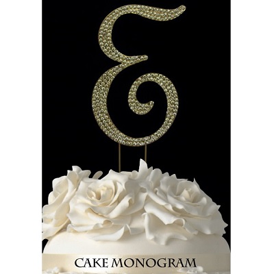 33015-eg Monogram Cake Toppers - Gold Rhinestone - E