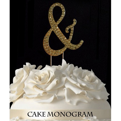 33015-&sg Monogram Cake Toppers - Gold Rhinestone - &