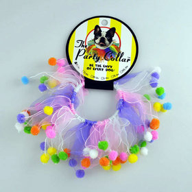 Ch77054xs Party Collar - Extra Small Purple, Pink & White With Multi Pom