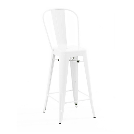 Design Lab Mn Ls-9100-whthb 30 In. Dreux Glossy White Steel High Back Barstool - Set Of 4
