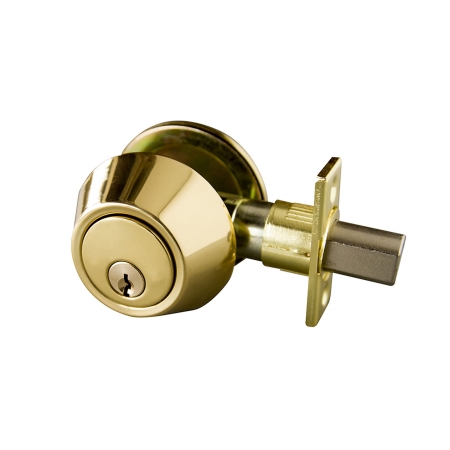 Single Cylinder Deadbolt, Polished Brass