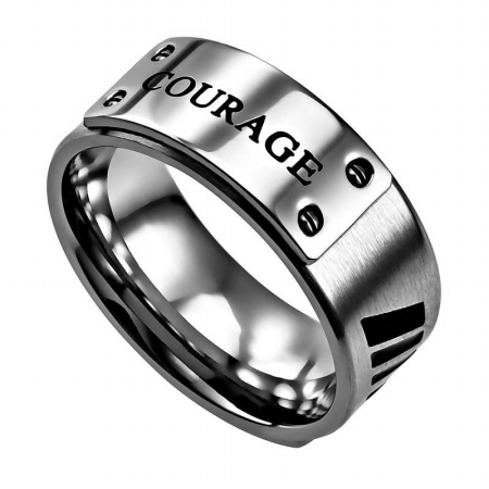 112931 Luxury Band-courage-silver Mens Ring, Size 8