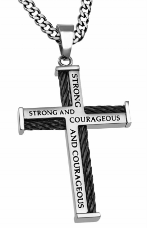 Spirit And Truth Jewelry 131215 Necklace - Cable Cross - Strong And Courageous - 24 In.
