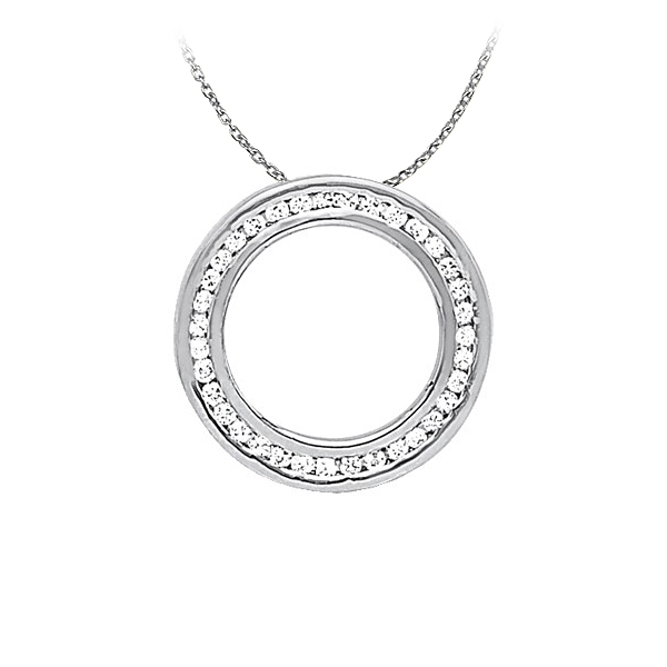 Ubnpd31420agcz Cool Gift Cubic Zirconia Circle Pendant In Sterling Silver With Cute Free 16 In. Chain